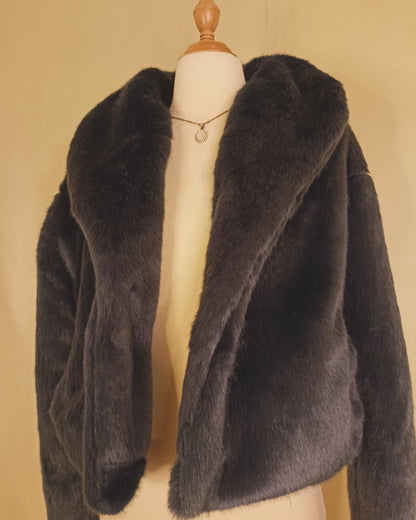 Fur coat dark blue Manteau fourrure bleu