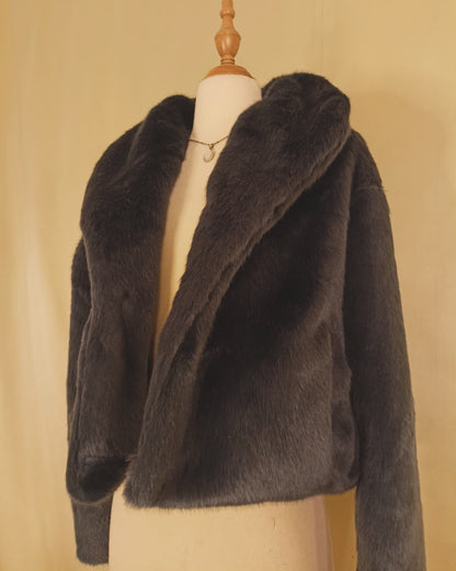 Fur coat dark blue Manteau fourrure bleu