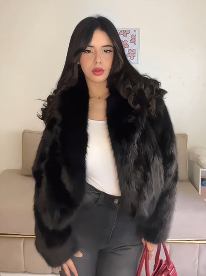 Black fur coat