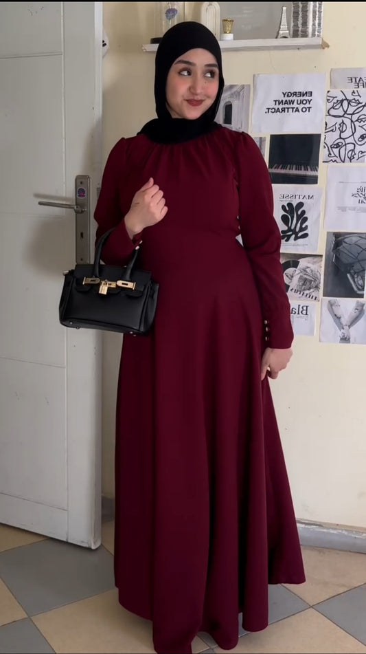 Burgundy modest dress