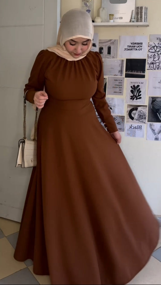 Brown modest dress